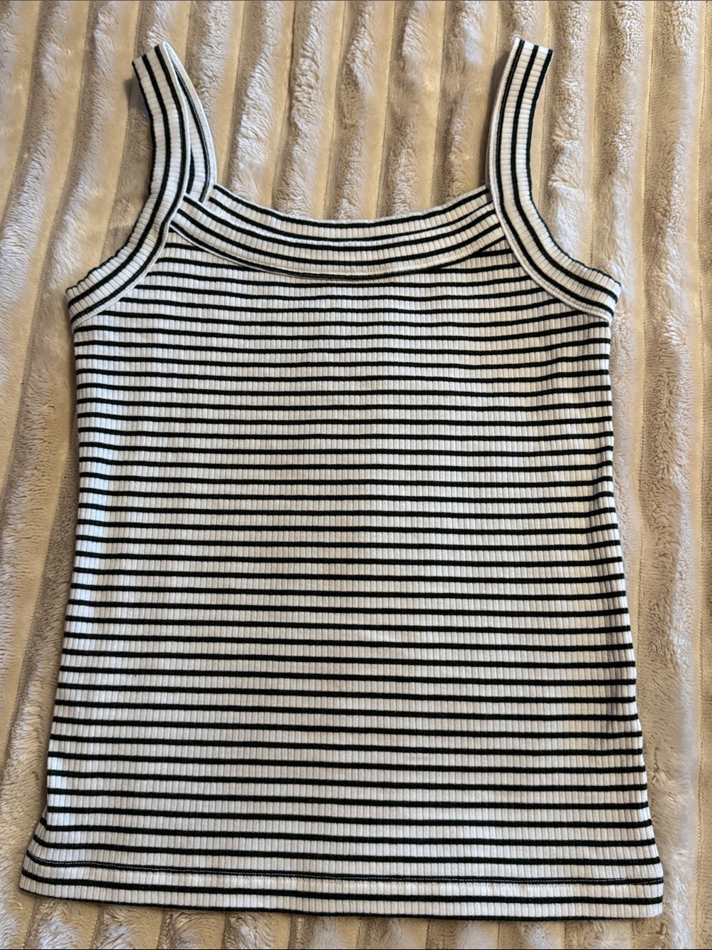 American Eagle Outfitters Black & White Striped Ribbed Tank
